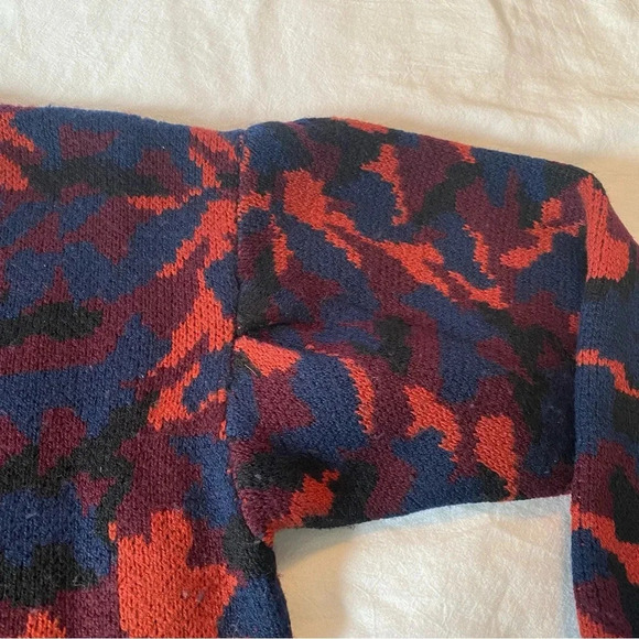 JOIE Brycen Camo Wool Crewneck Puff Sleeve In Midnight Size Small - Picture 7 of 11